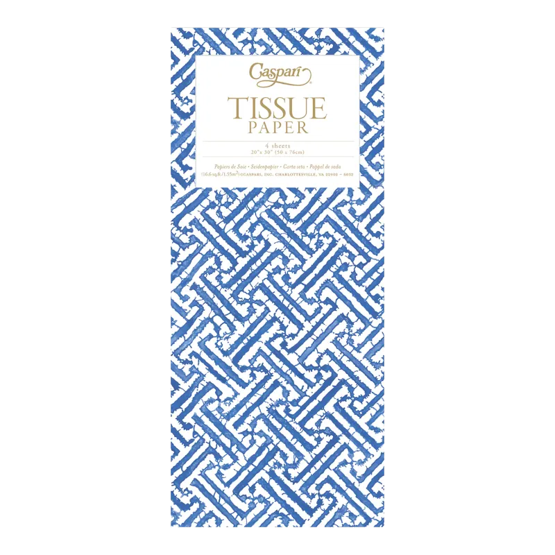 Papier de soie Caspari Blue Fretwork