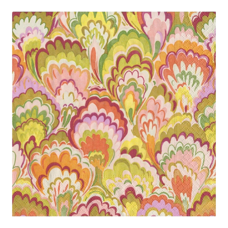 Marbled Ceramica Raspberry and Chartreuse Serviette de déjeuner Caspari 18450L