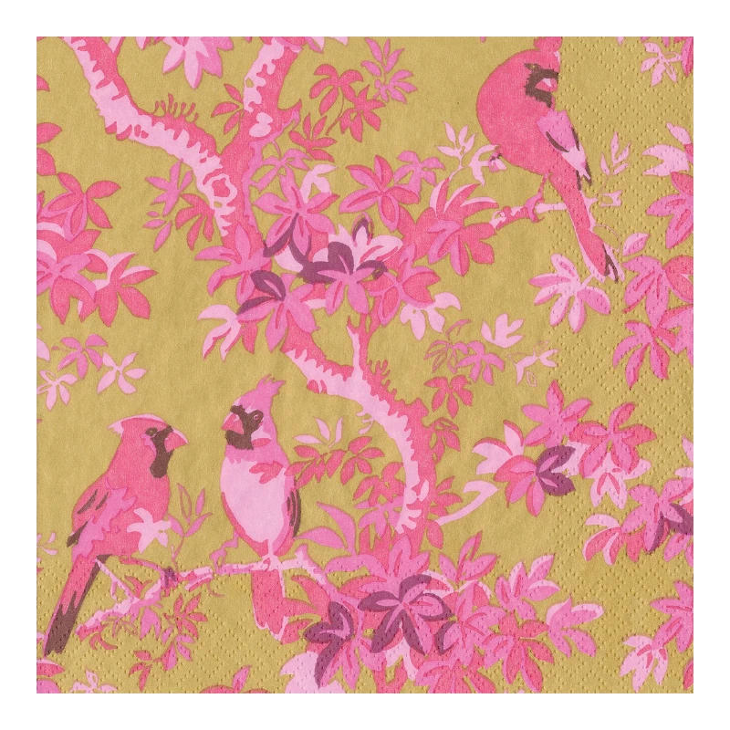 Casapari Serviette de table Scenic Songbirds Gold Rose Cocktail 18082C