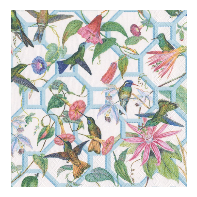 Caspari Serviette à cocktail Serviette en papier Hummingbird Trellis 15110C