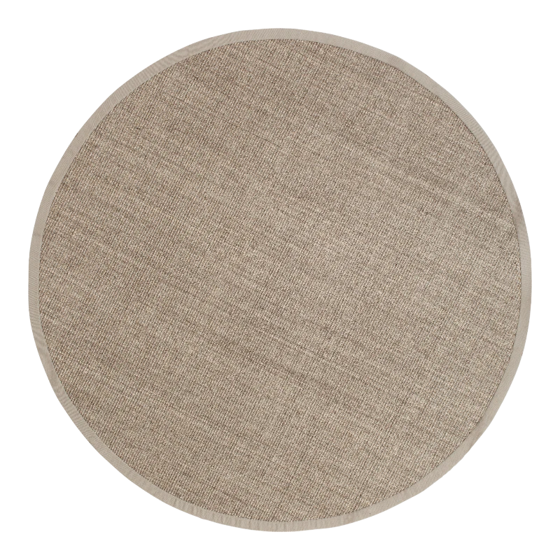 Dixie Tapis Sisal 37978 Jenny natural Grey avec bordure diamètre 150cm