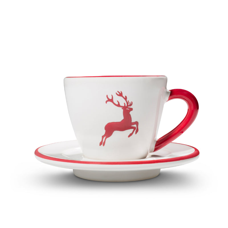 Service à espresso 0318STES01SET Céramique Gmundner Rubinroter Hirsch