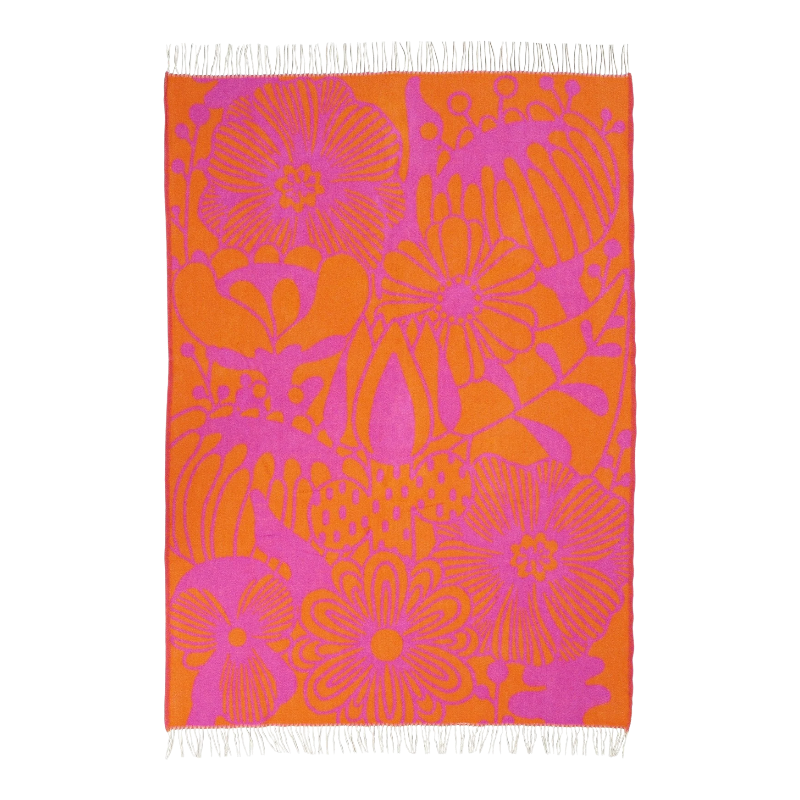 Couverture en laine Klippan Bloomranka Cerise Orange