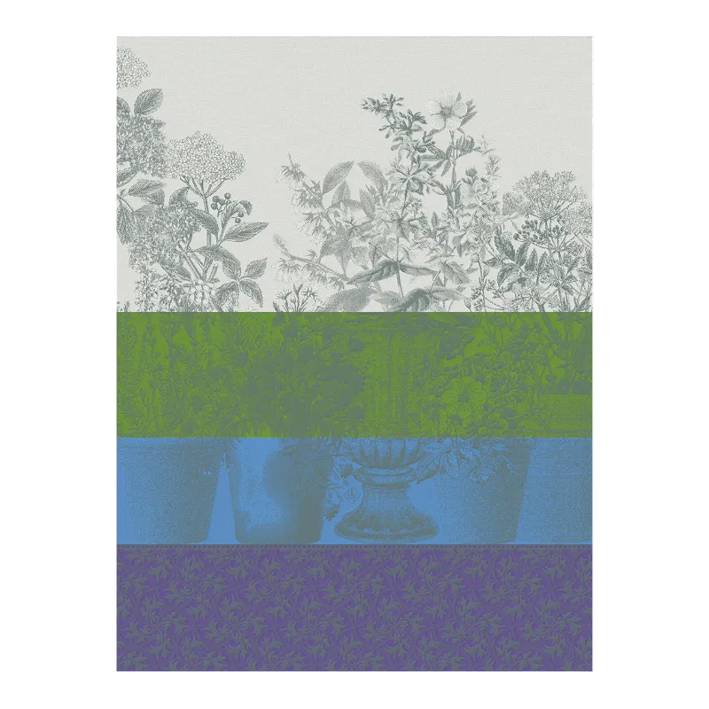 Le Jacquard Francais Torchon Floraison Rayé Lila