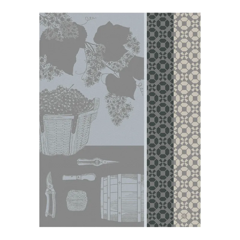Le Jacquard Francais Torchon Vin En Grappe Blanc