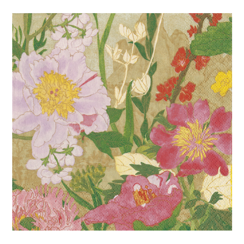 Caspari Serviette de table Mountain High Fleurs Rose Fuchsia