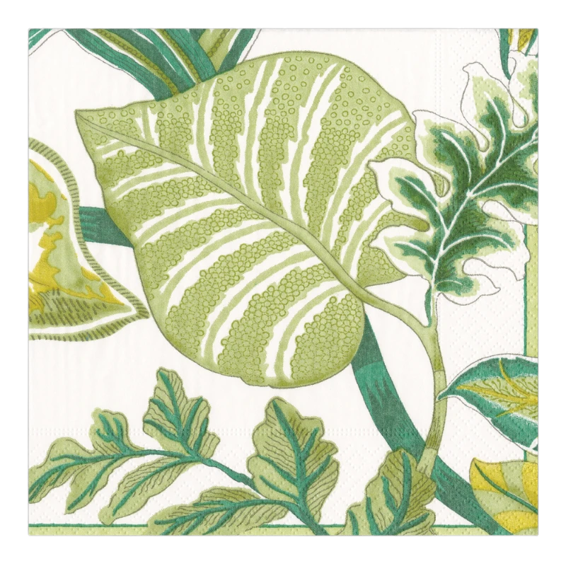 Caspari Serviette de table Ivory Florida Feuilles Vert