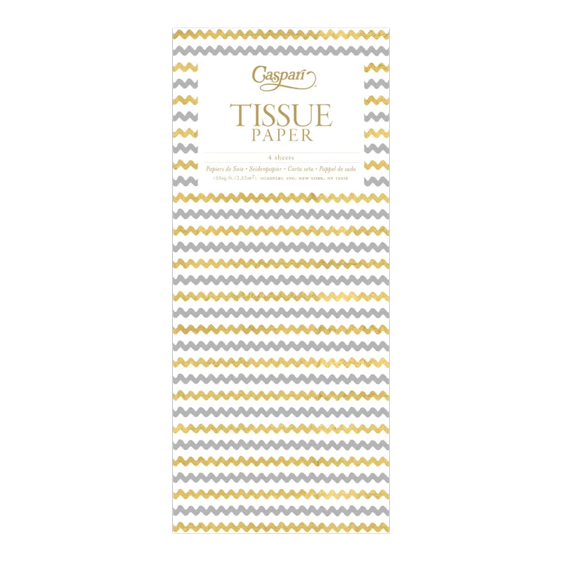 Papier de soie Caspari Rick Rack argent or