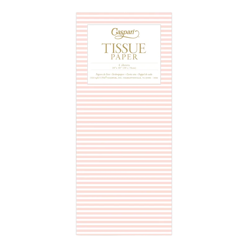 Papier de soie Caspari Blush Mini Stripe Rose