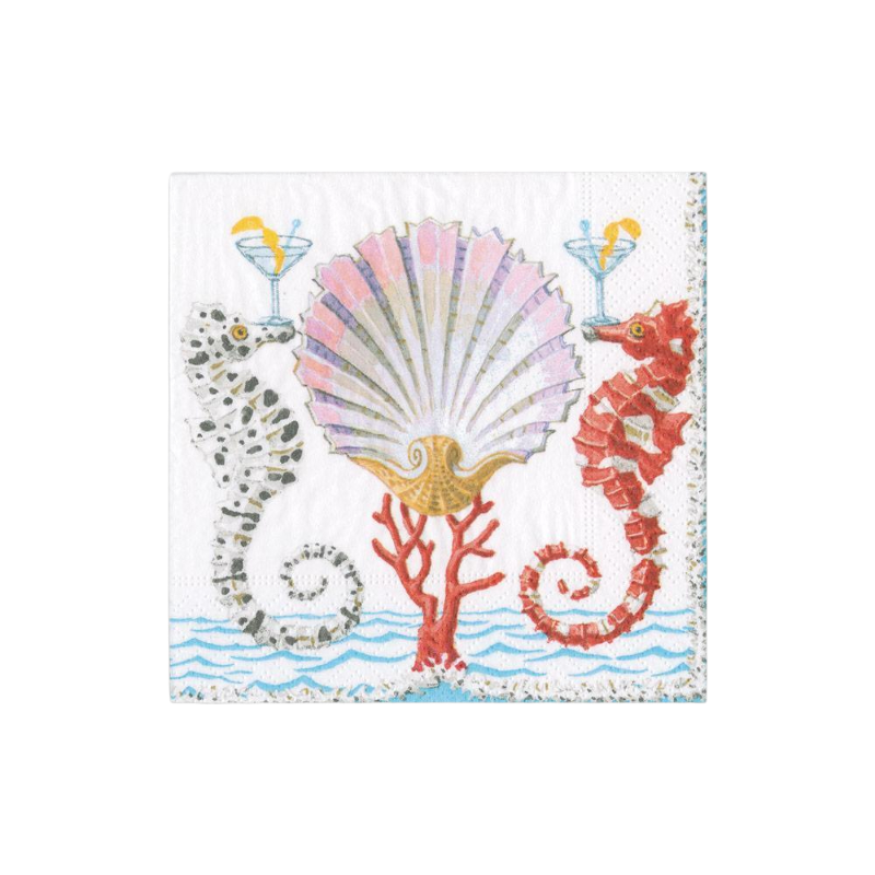 Caspari Boîte à cocktails Seahorses and Shell
