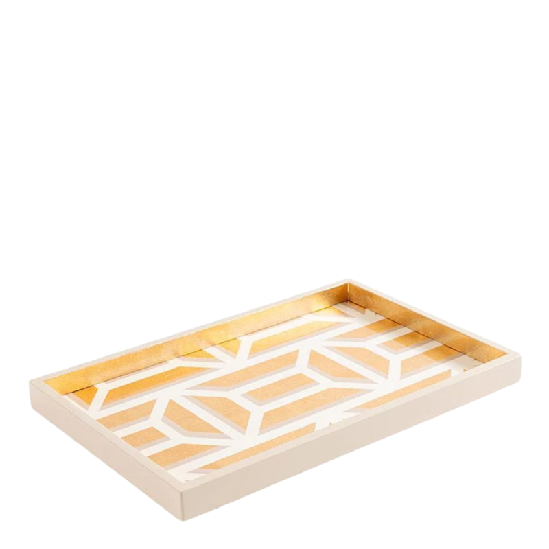 Caspari Plateau Laquerware Blanc Or