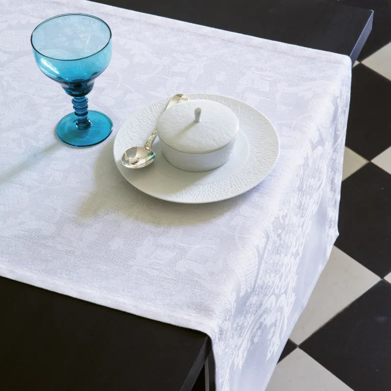 Chemin de table Azulejos Blanc Le Jacquard Francais
