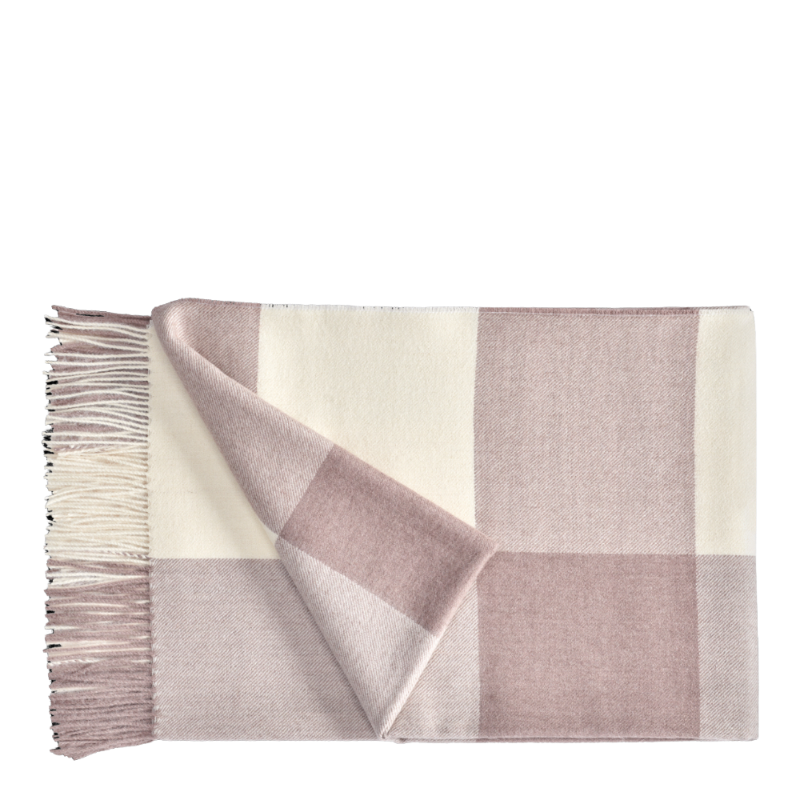 Christian Fischbacher Carre Blanc Rose Plaid Couverture Baby Alpaca