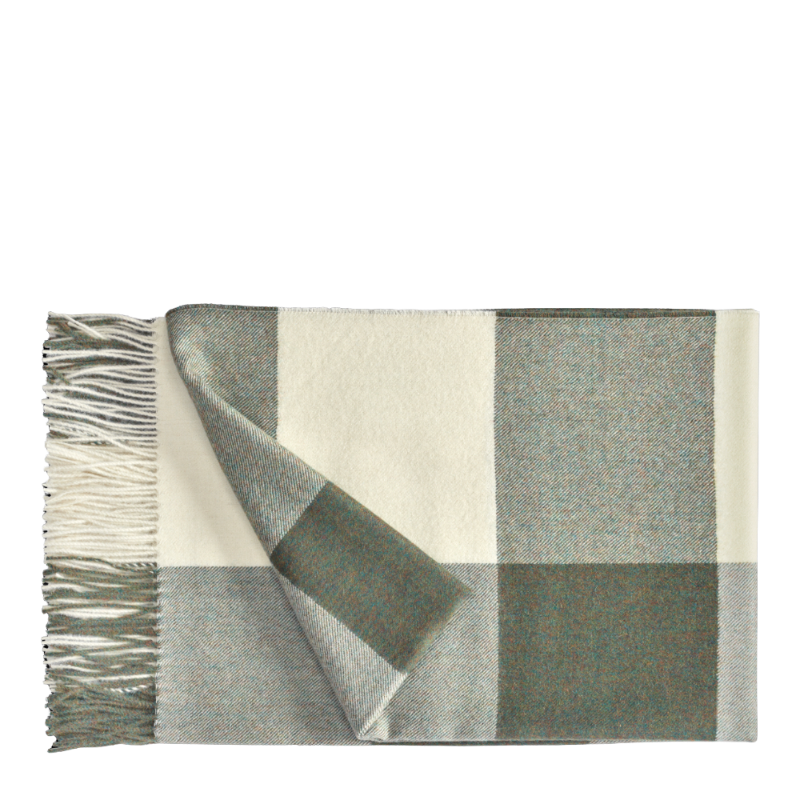 Christian Fischbacher Carre Blanc Vert Plaid Couverture Baby Alpaca