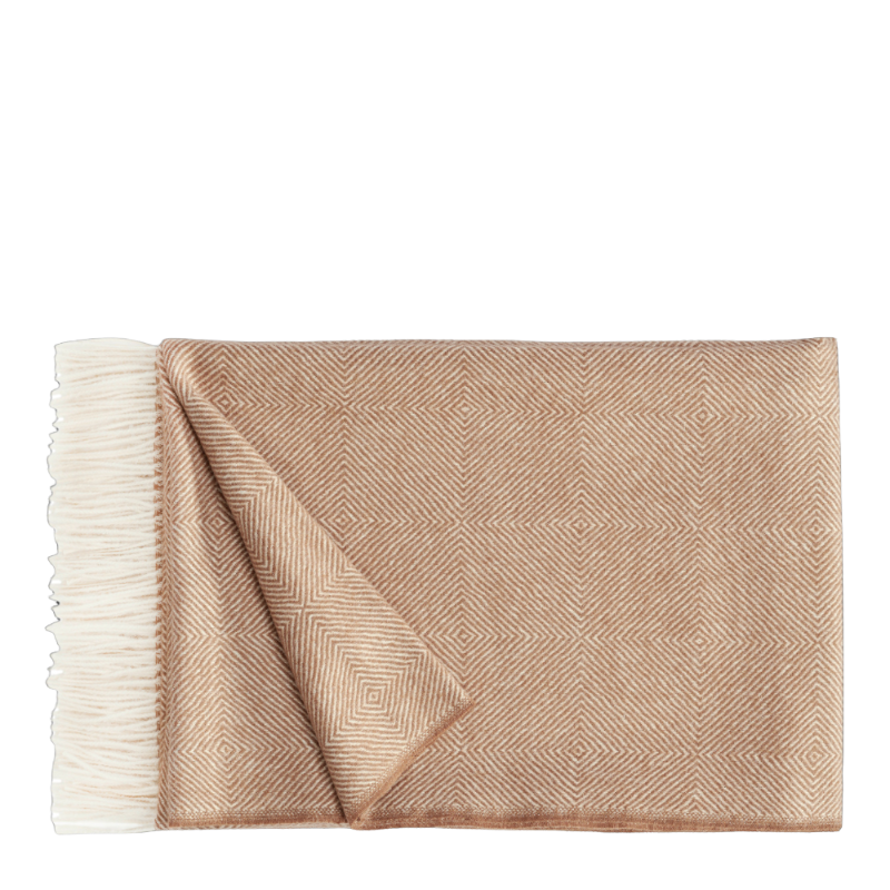 Christian Fischbacher Plaid Noble Camel 130 x 200 cm Couverture Baby Alpaca