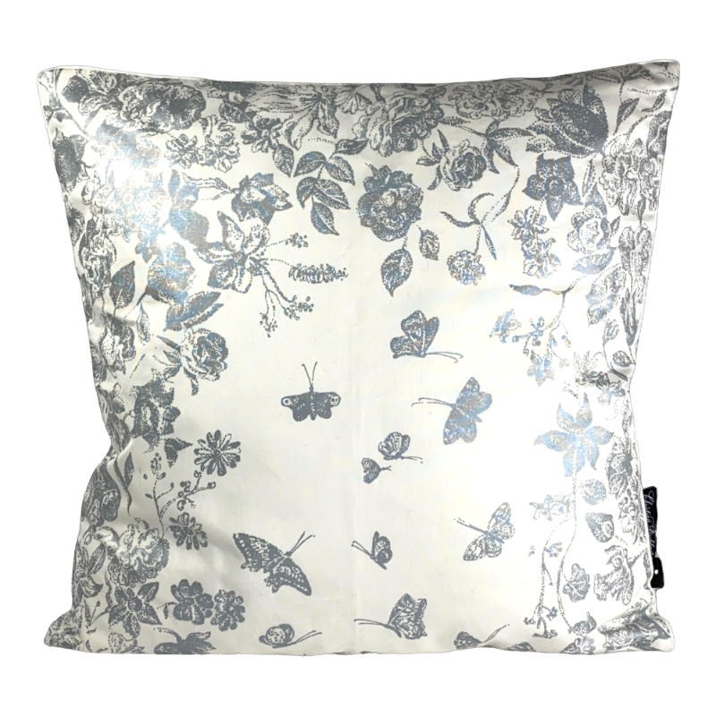 Christian Fischbacher Coussin Printemps Argent Gris Blanc