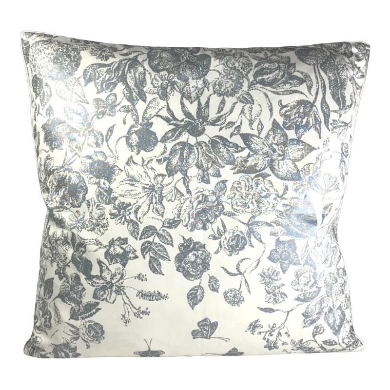 Christian Fischbacher Coussin Printemps Argent Gris Blanc