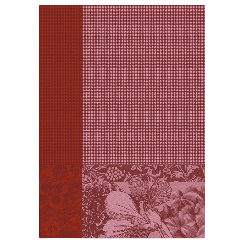 Le Jacquard Francais Torchon Flerus à Croquer Fleur Rouge Pink