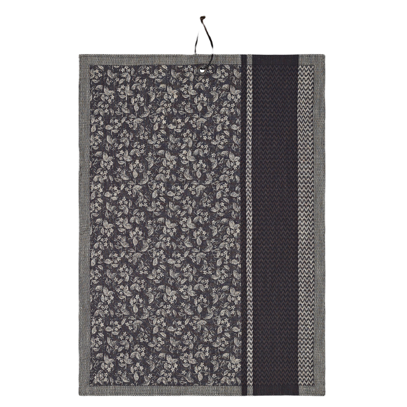 Le Jacquard Francais Torchon Slow Life Mini Carbone Gris Lin Coton