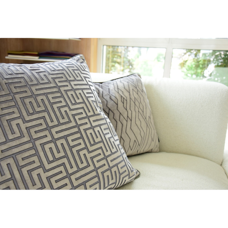Rohleder Home Collection Coussin Quatum Stone Beige Gris Velvet Velours