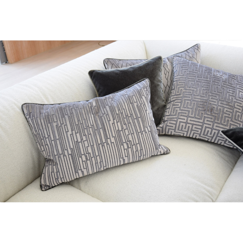 Rohleder Home Collection Coussin Quatum Stone Beige Gris Velvet Velours