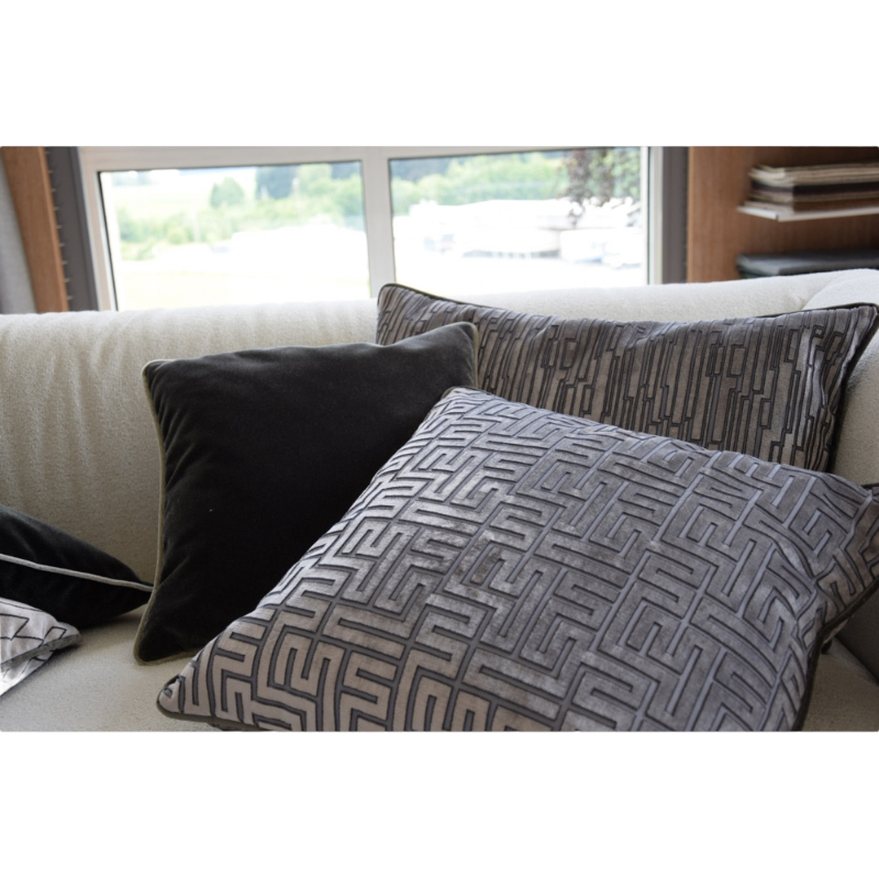 Rohleder Home Collection Coussin Quatum Stone Beige Gris Velvet Velours