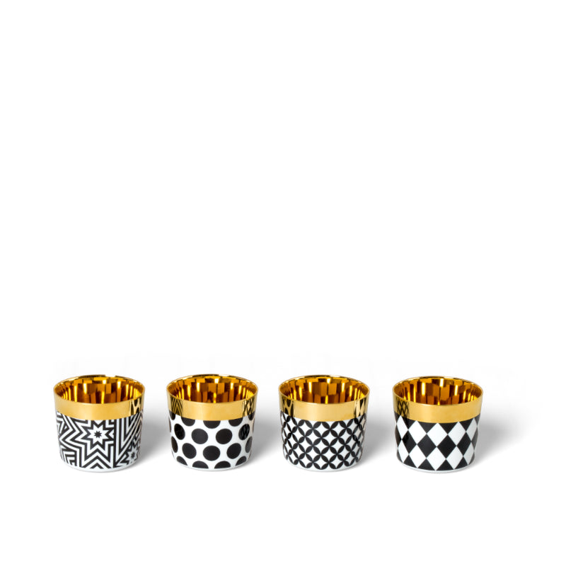 SIEGER by Fürstenberg Porcelaine Sip Of Gold Noir White Check