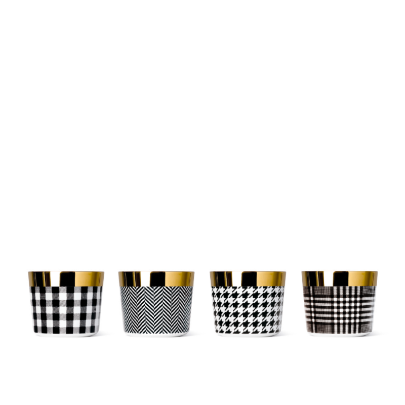 SIEGER by Fürstenberg Porcelaine Sip Of Gold Coupe à champagne Black White Glencheck