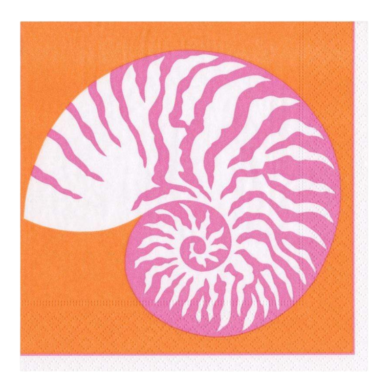 Caspari Serviette de table Nautilus Coral Orange Pink