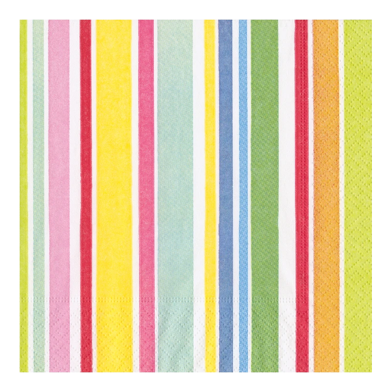 Caspari Serviette Cocktail Serviette en papier Bright Cabana Stripe 4640C