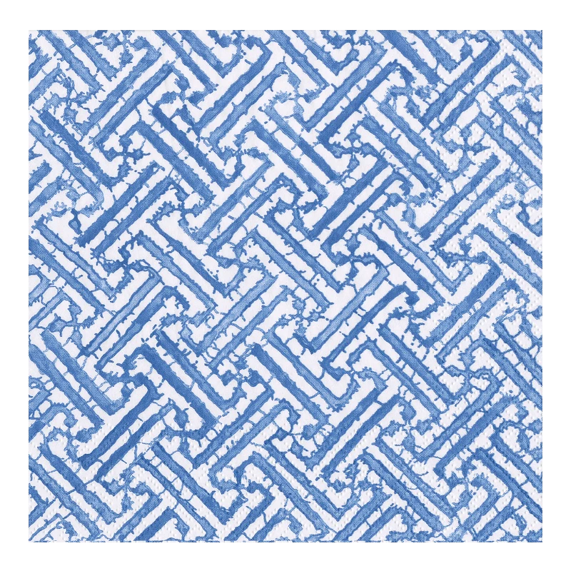 Caspari Serviette de déjeuner en papier Blue Fretwork 16450L