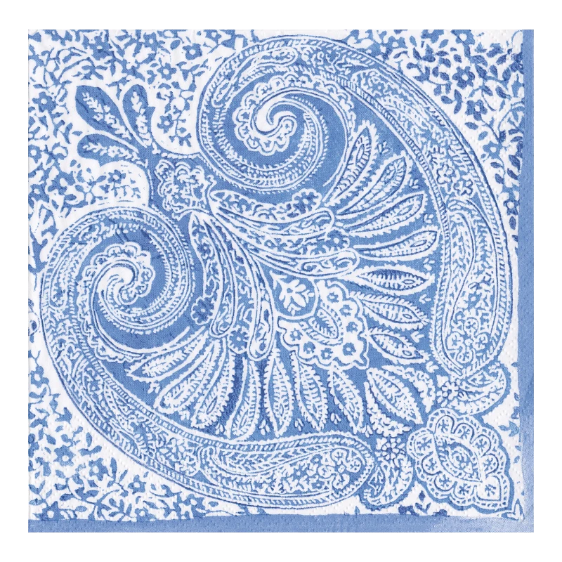 Caspari Serviette de table en papier Blue Paisley Médaillon 16970L