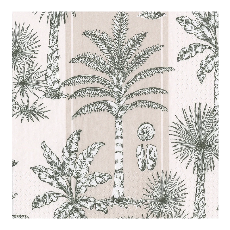 Caspari Serviette de table en papier Southern Palms Flax White 17950L