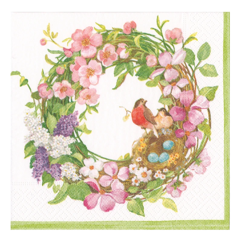 Caspari Serviette de table en papier Spring Wreath 16860L
