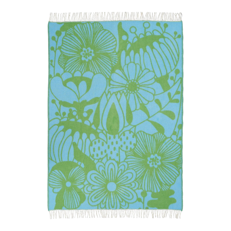 Couverture en laine Klippan Bloomranka GreenBlue