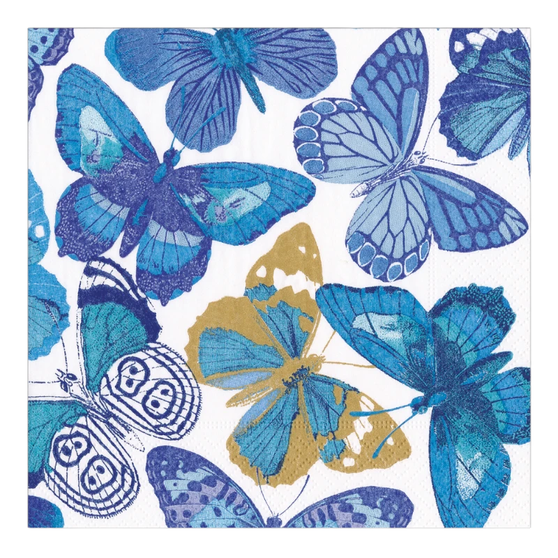 Caspari Serviette de table Blue Butterflies bleu