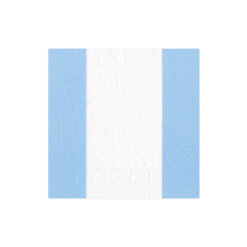 Caspari Boîte à cocktail avec serviettes bleu clair à rayures