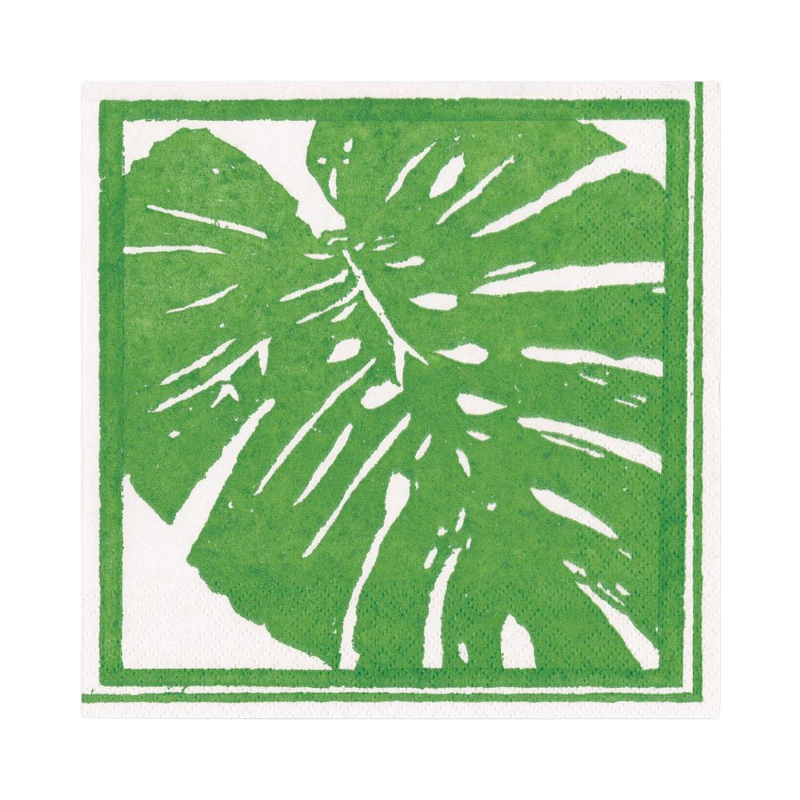 Caspari Serviette de table Palm Leaves Palmiers verts