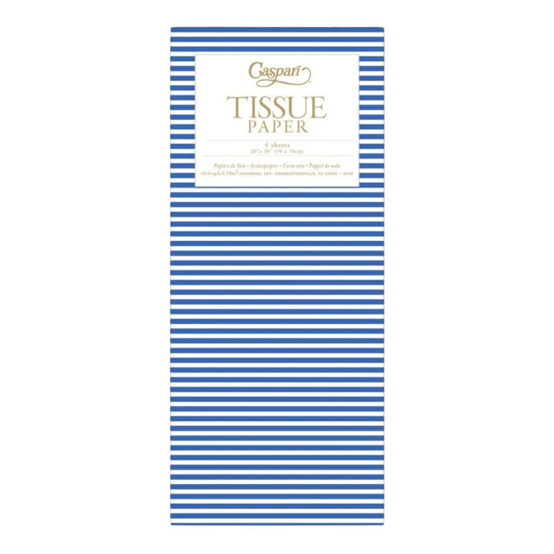 Papier de soie Caspari Mini Stripe bleu foncé