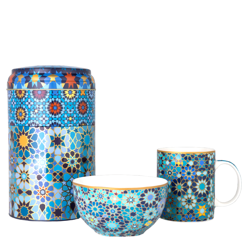 Images d'Orient Set de céréales Bol Mug Vaisselle Boîte Moucharabieh Blue