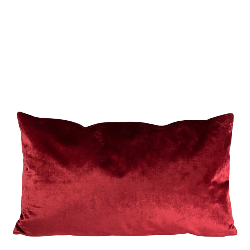 Iosis Coussin Uni Velours Grenade Rouge