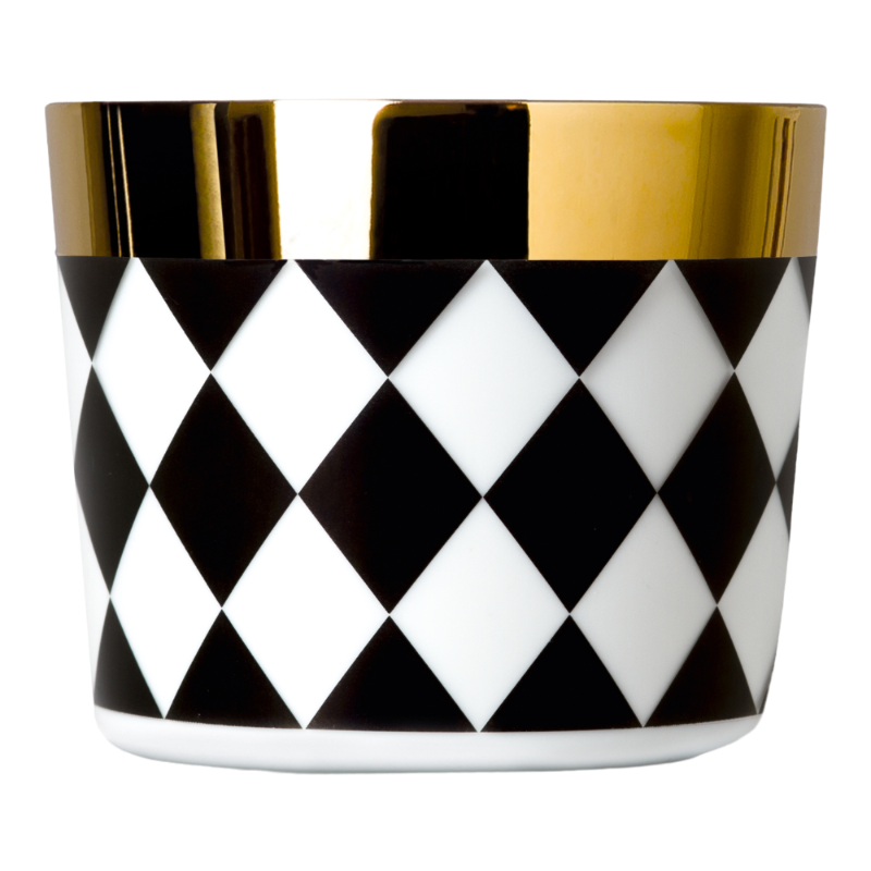 SIEGER by Fürstenberg Porcelaine Sip Of Gold Noir White Check